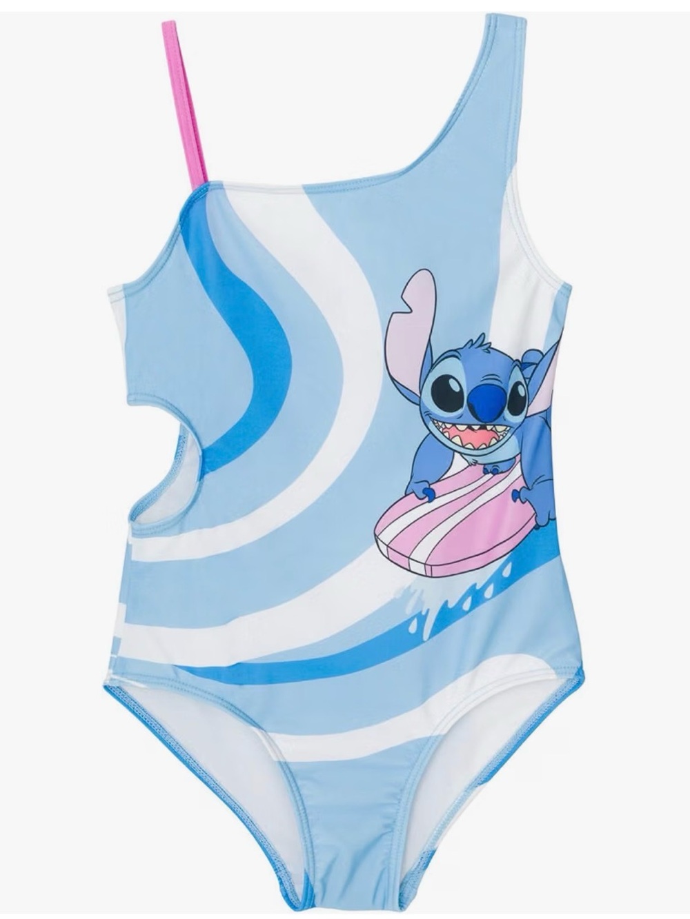 Disney Lilo & Stitch Girls' Light Blue One-Piece Swimsuit